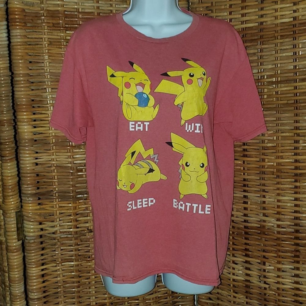 Pokemon Picachu Eat Win Sleep Battle T-shirt XL